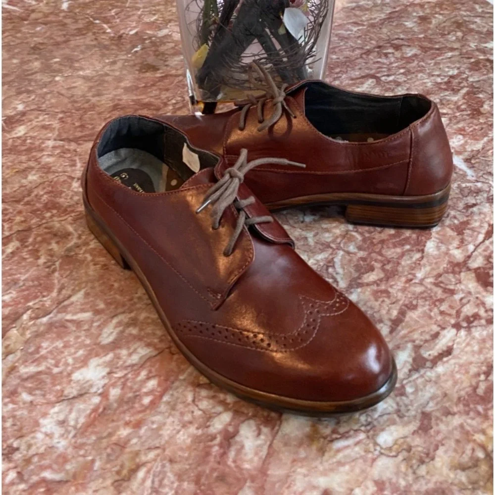 New Naot Footwear Lako Brown Leather Wingtip Lace Up Oxford Size 40/ US 9, $195